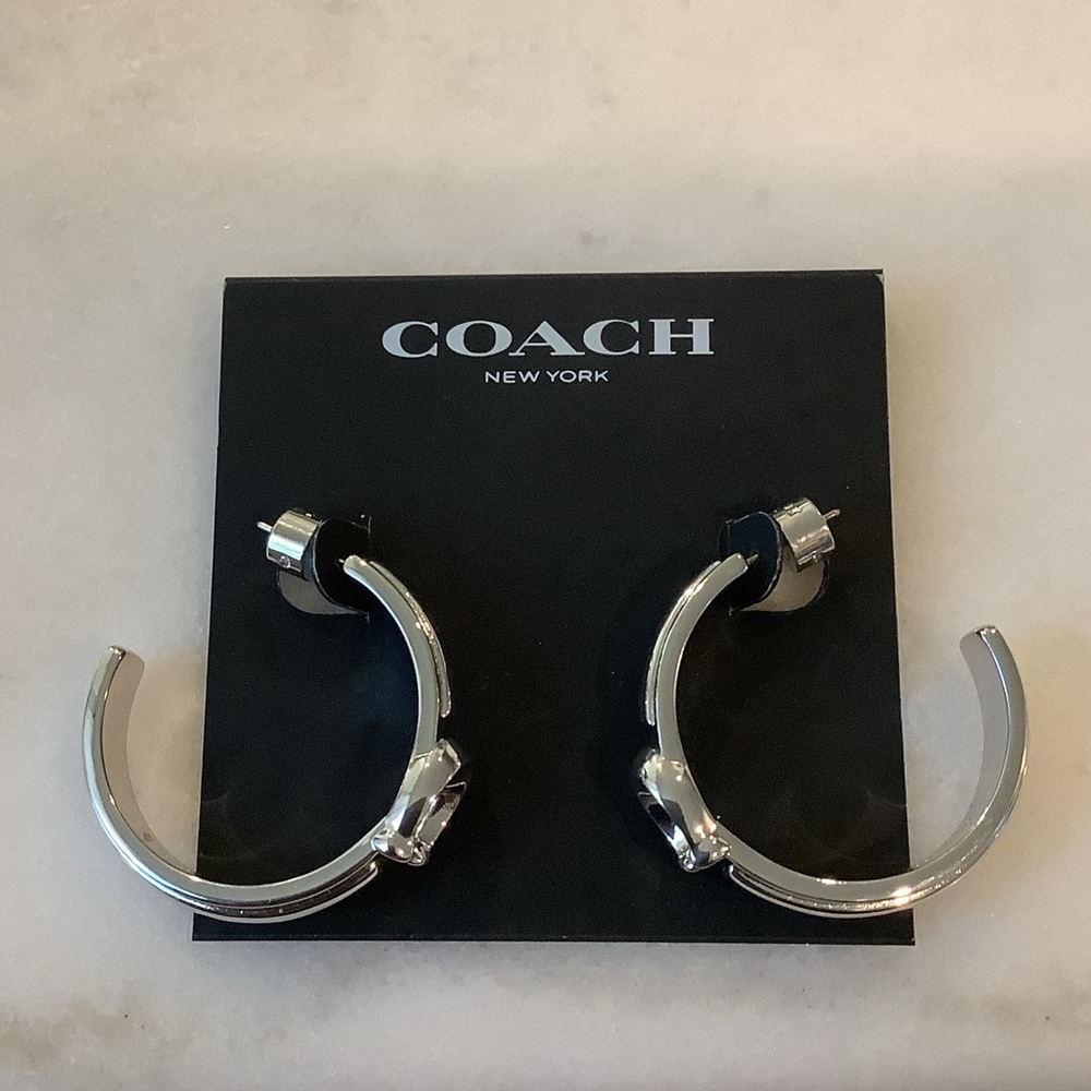 Coach Silver Logo Cuff Earrings - Picture 2 of 2